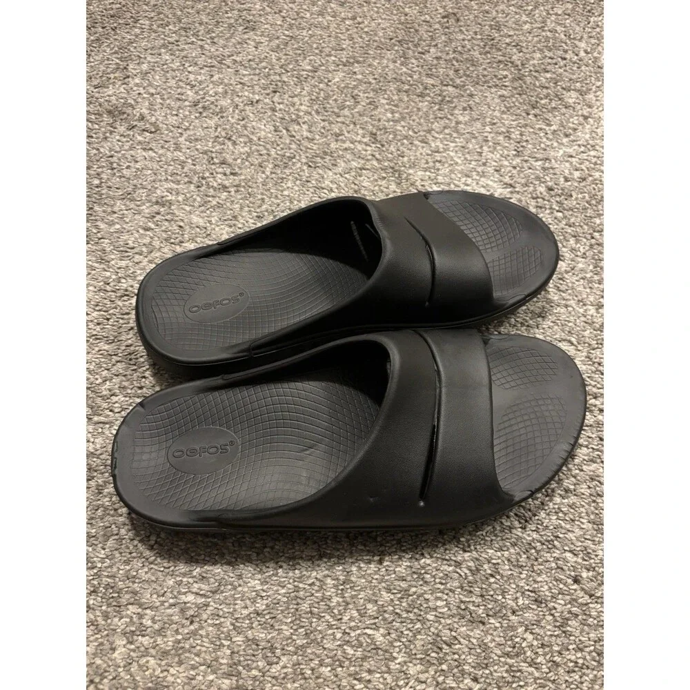 Oofos OOahh Mens Size 12 Recovery Slip-On Slides Beach‎ Sandals Black